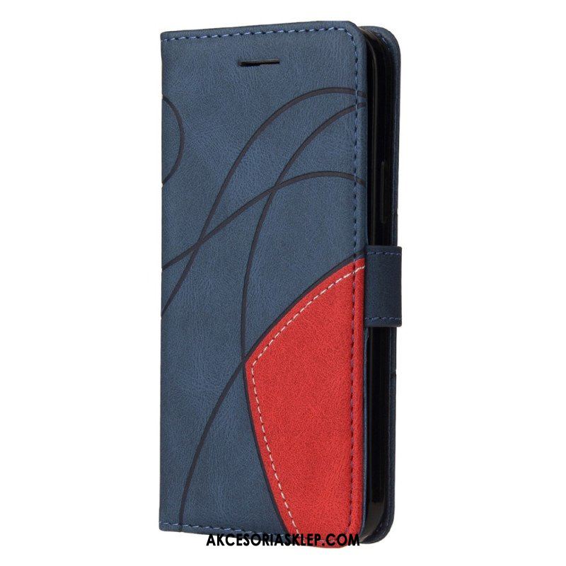 Etui Folio do Poco X5 5G z Łańcuch Dwukolorowy Pasek