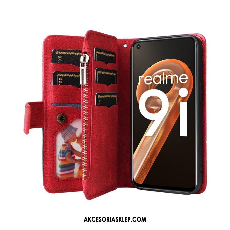 Etui Folio do Realme 9i z Łańcuch Portfel Z Paskiem W Podszewkę