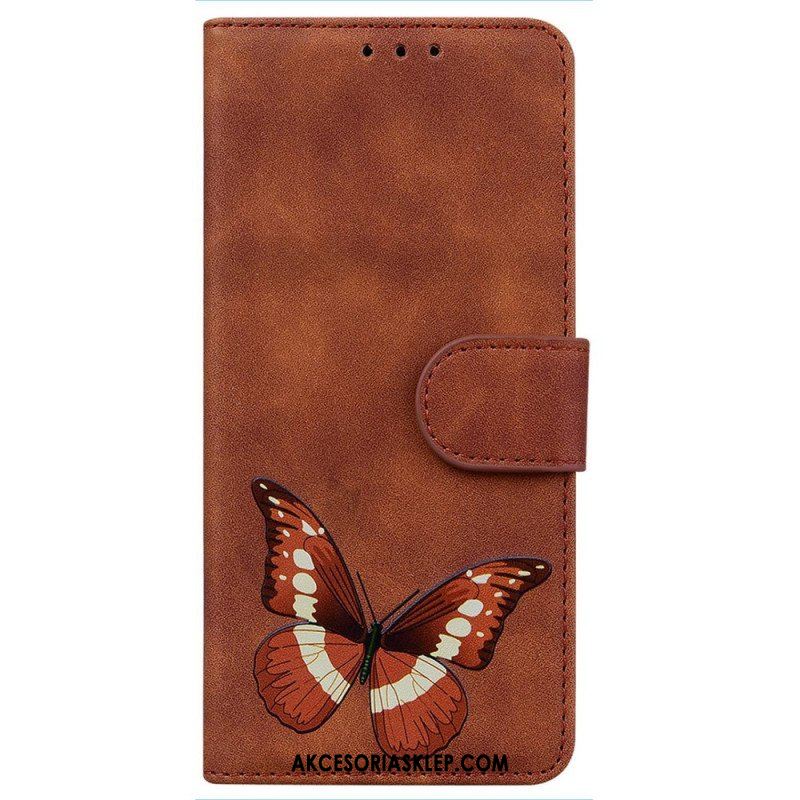 Etui Folio do Realme C31 Motyl Ze Sztucznej Skóry