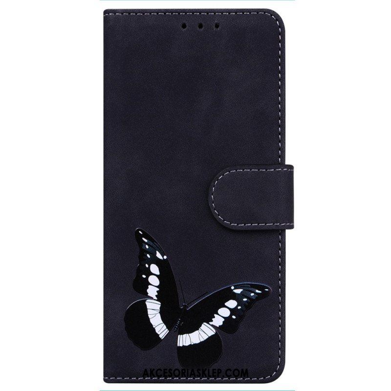 Etui Folio do Realme C35 Motyl Dotykający Skóry