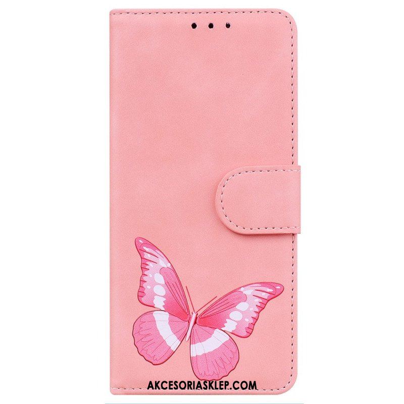Etui Folio do Realme C35 Motyl Dotykający Skóry