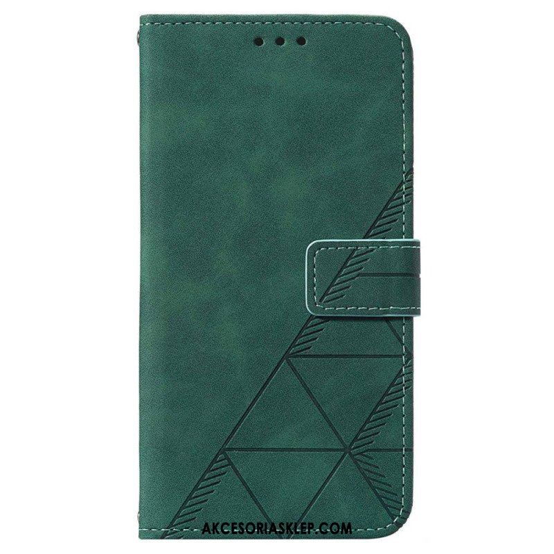 Etui Folio do Samsung Galaxy A14 / A14 5G Trójkąty Ze Smyczą