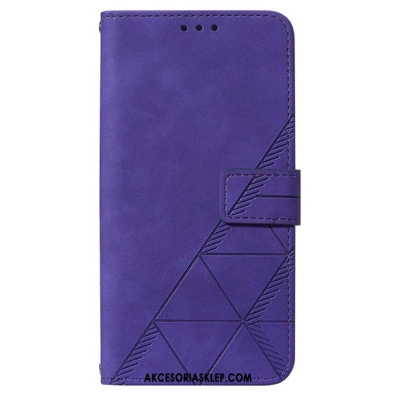 Etui Folio do Samsung Galaxy A14 / A14 5G Trójkąty Ze Smyczą