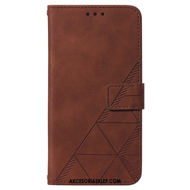 Etui Folio do Samsung Galaxy A14 / A14 5G Trójkąty Ze Smyczą