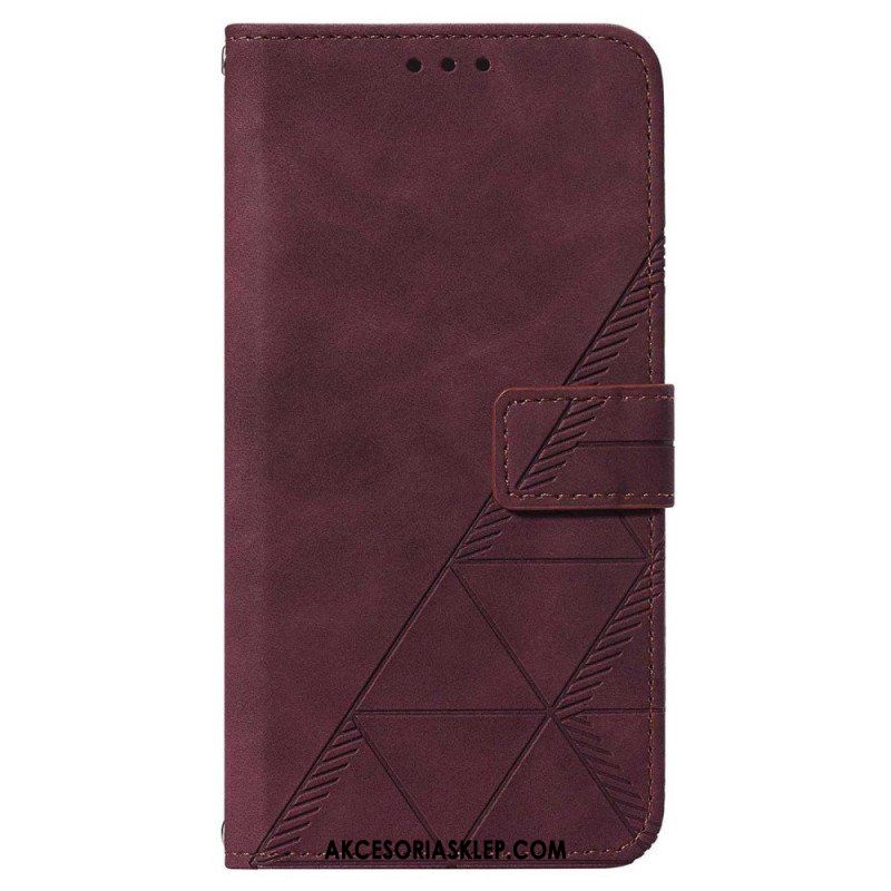 Etui Folio do Samsung Galaxy A14 / A14 5G Trójkąty Ze Smyczą