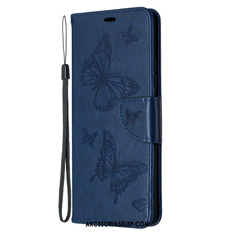 Etui Folio do Samsung Galaxy A42 5G Motyle W Locie Z Smyczą