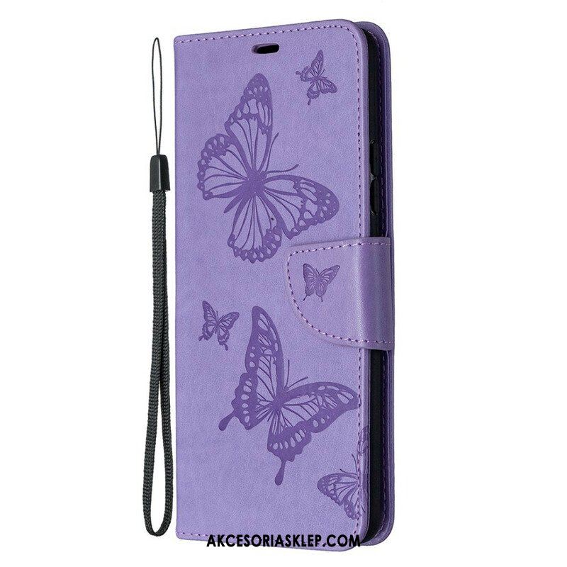 Etui Folio do Samsung Galaxy A42 5G Motyle W Locie Z Smyczą