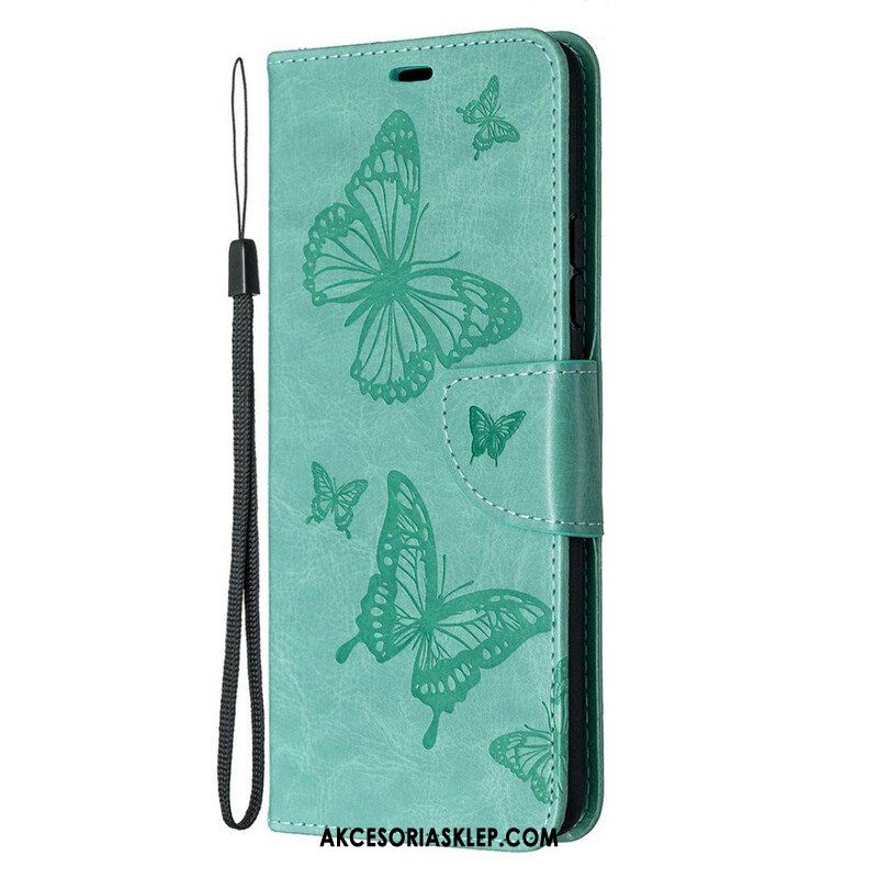 Etui Folio do Samsung Galaxy A42 5G Motyle W Locie Z Smyczą