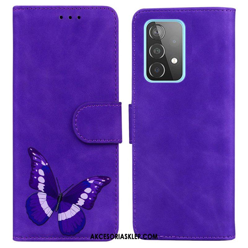 Etui Folio do Samsung Galaxy A52 4G / A52 5G / A52s 5G Motyl Dotykający Skóry