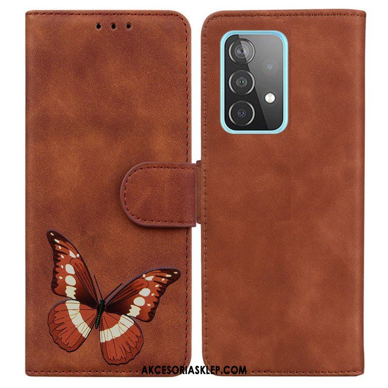 Etui Folio do Samsung Galaxy A52 4G / A52 5G / A52s 5G Motyl Dotykający Skóry