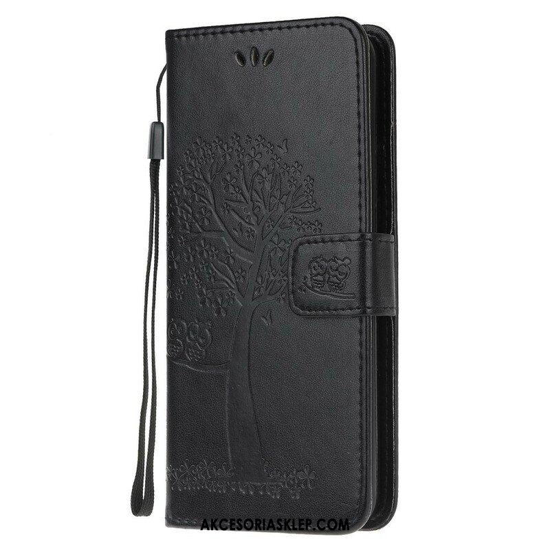 Etui Folio do Samsung Galaxy A52 4G / A52 5G / A52s 5G z Łańcuch Drzewo Stringów I Sowy