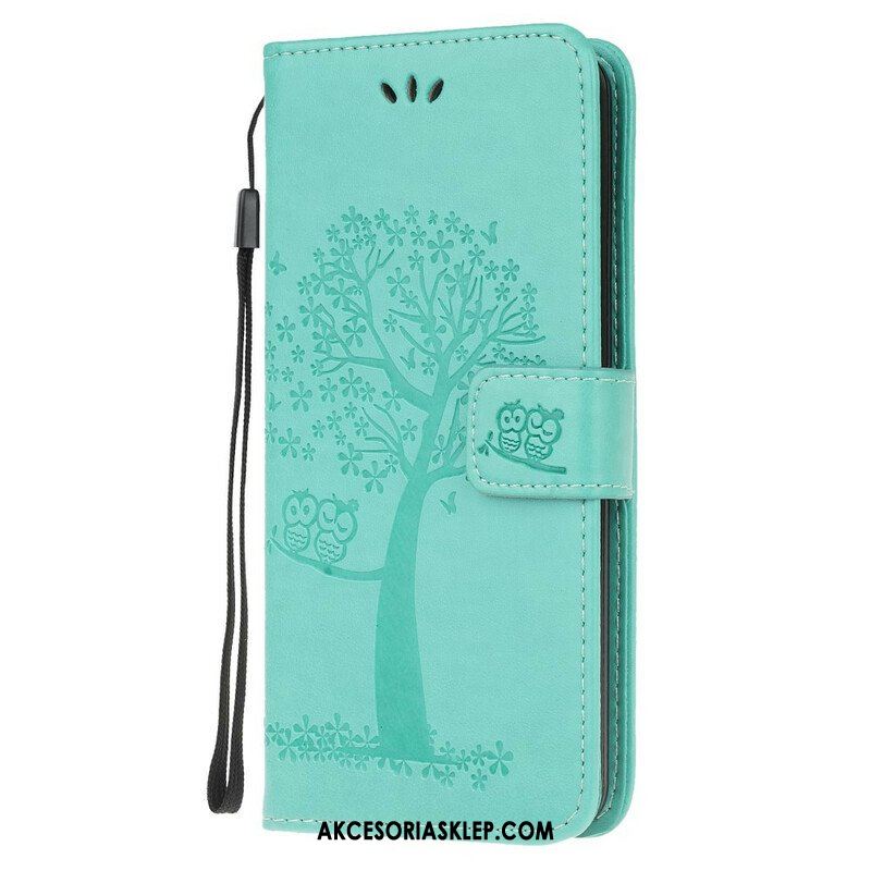 Etui Folio do Samsung Galaxy A52 4G / A52 5G / A52s 5G z Łańcuch Drzewo Stringów I Sowy