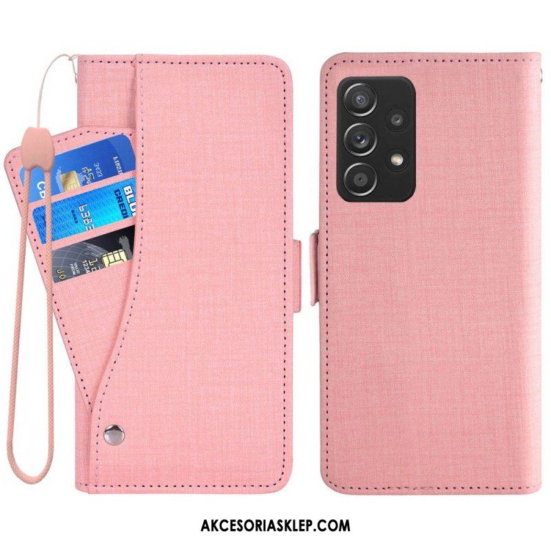 Etui Folio do Samsung Galaxy A53 5G Dżinsy Z Obrotowym Uchwytem Na Karty