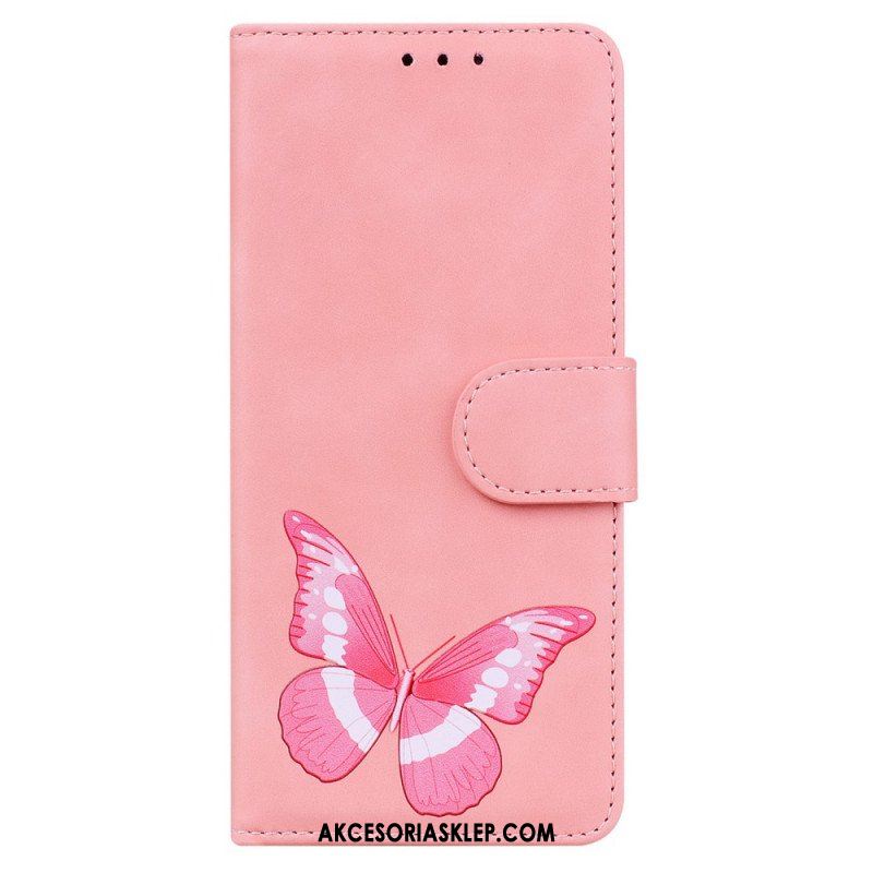 Etui Folio do Samsung Galaxy A53 5G Motyl Dotykający Skóry