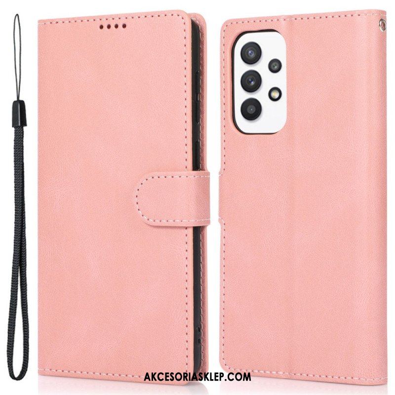 Etui Folio do Samsung Galaxy A53 5G z Łańcuch Skórzany Styl Vintage Z Paskami