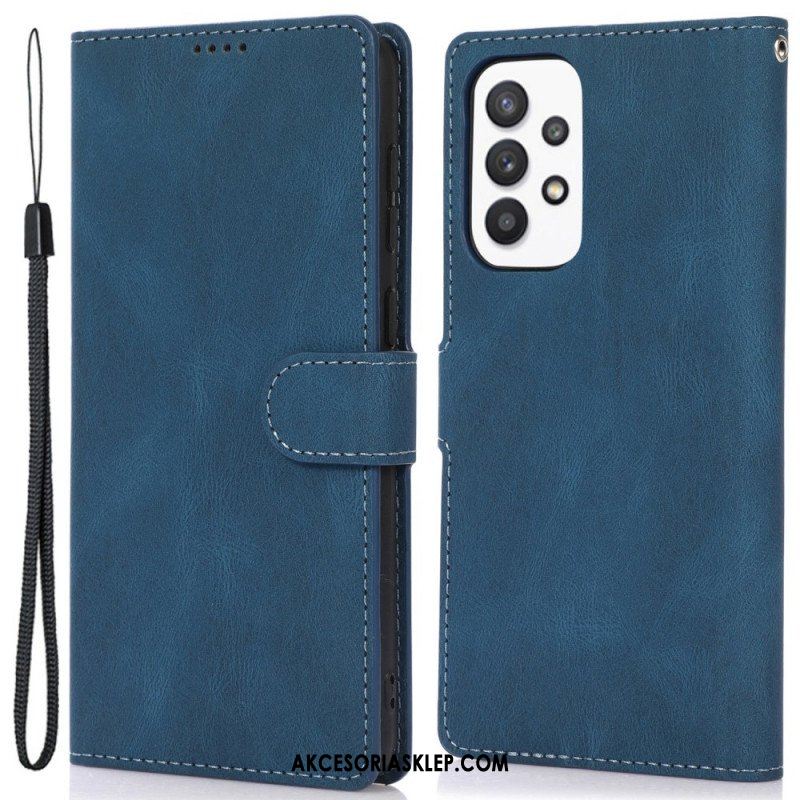 Etui Folio do Samsung Galaxy A53 5G z Łańcuch Skórzany Styl Vintage Z Paskami