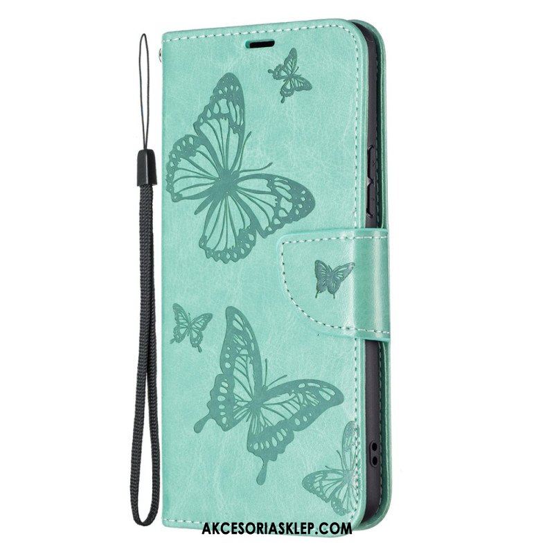 Etui Folio do Samsung Galaxy A53 5G z Łańcuch Stringi Motyle