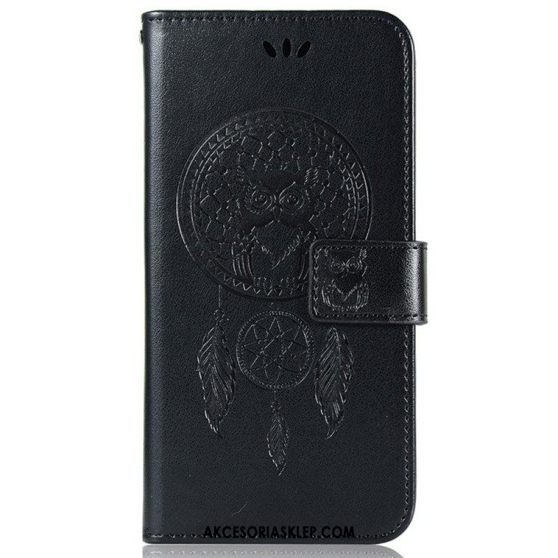 Etui Folio do Samsung Galaxy A53 5G z Łańcuch Łapacz Snów Sowa Z Paskiem