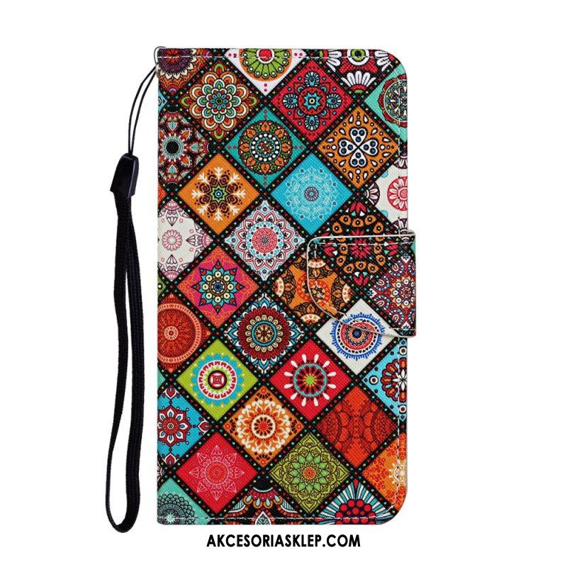 Etui Folio do Samsung Galaxy A54 5G Patchwork Ze Smyczą