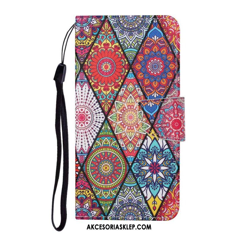 Etui Folio do Samsung Galaxy A54 5G Patchwork Ze Smyczą