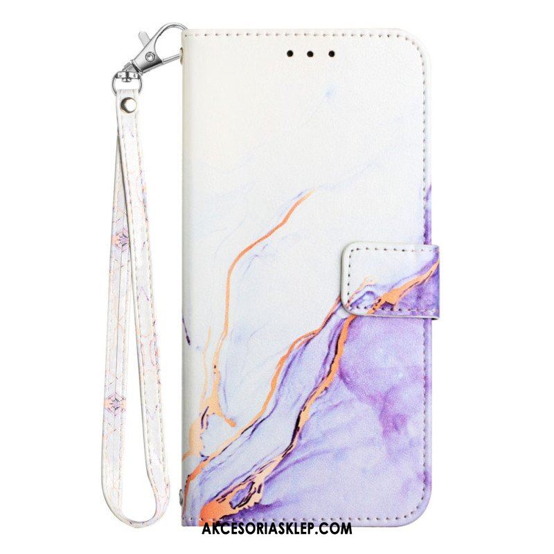 Etui Folio do Samsung Galaxy A54 5G z Łańcuch Pasek Marmuru