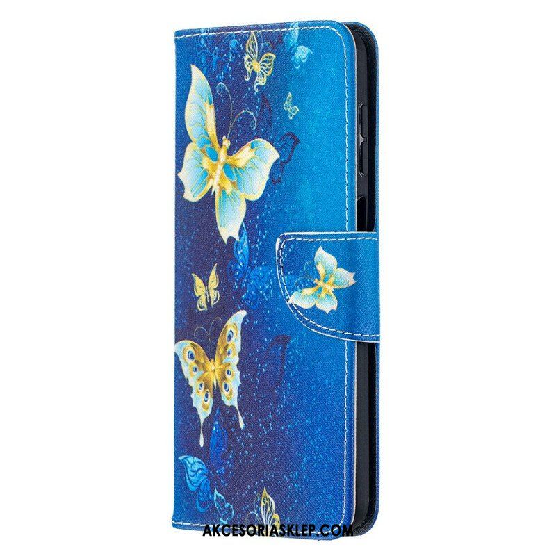 Etui Folio do Samsung Galaxy M12 / A12 Złote Motyle