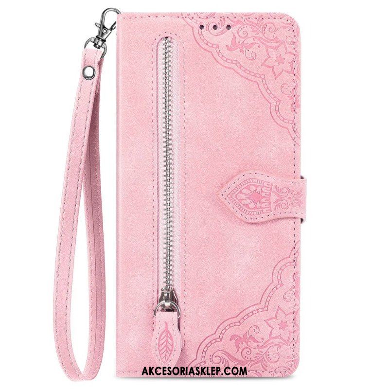 Etui Folio do Samsung Galaxy M13 Portmonetka Z Przodu W Kwiaty