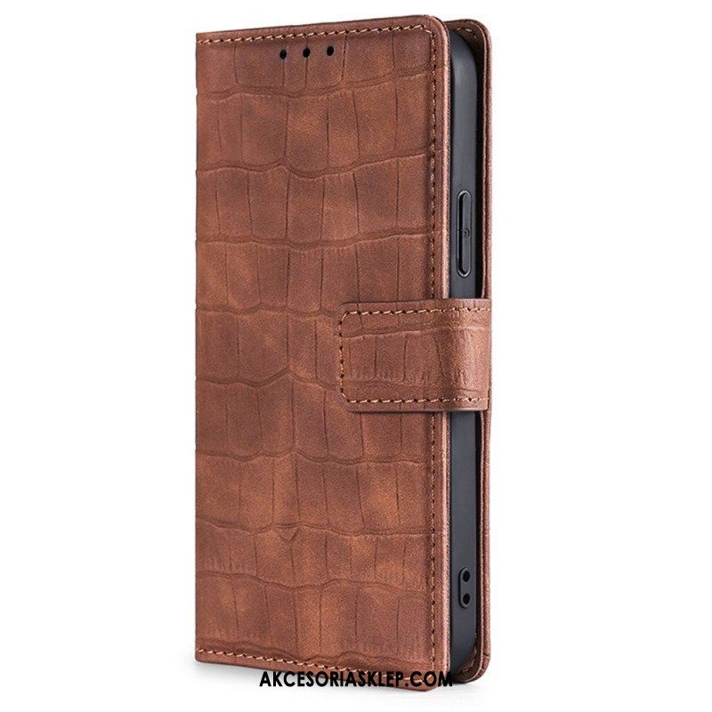 Etui Folio do Samsung Galaxy M13 Styl Skóry Krokodyla