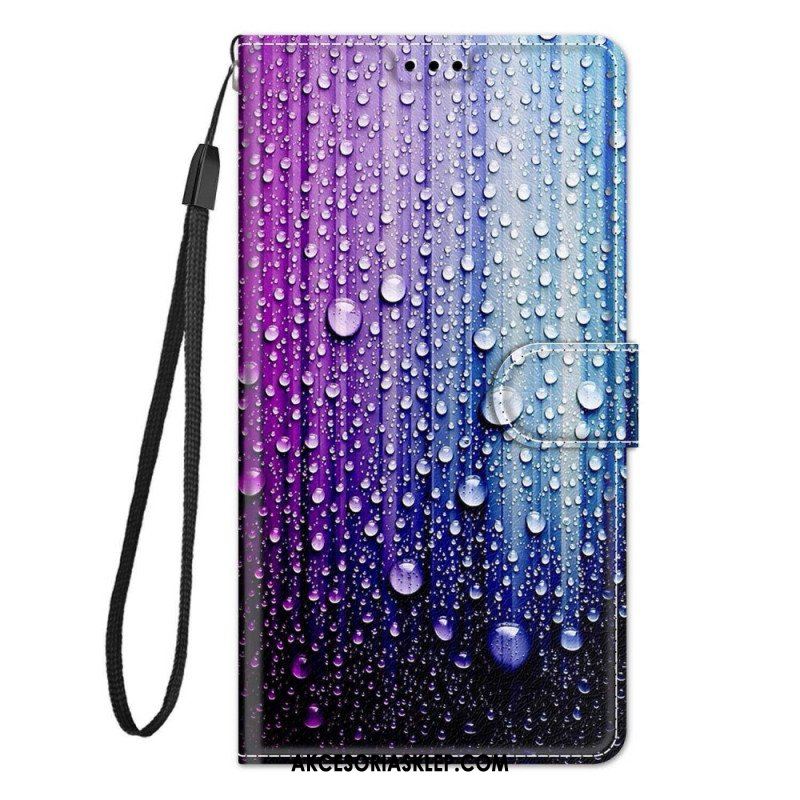 Etui Folio do Samsung Galaxy M23 5G Krople Wody Ze Smyczą