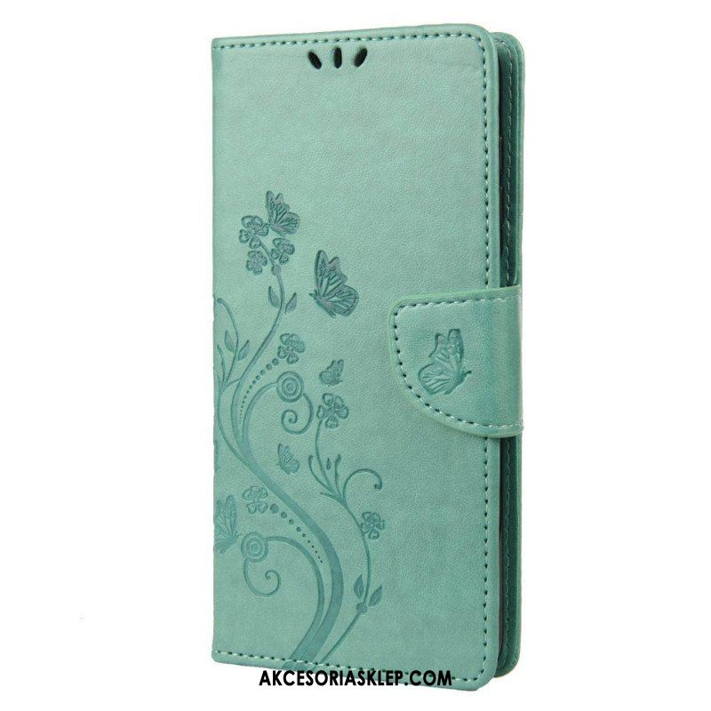 Etui Folio do Samsung Galaxy M23 5G Motyle I Kwiaty