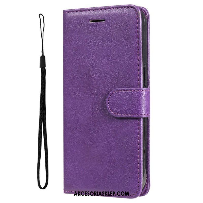 Etui Folio do Samsung Galaxy M52 5G z Łańcuch Paskowata Matowa Skóra