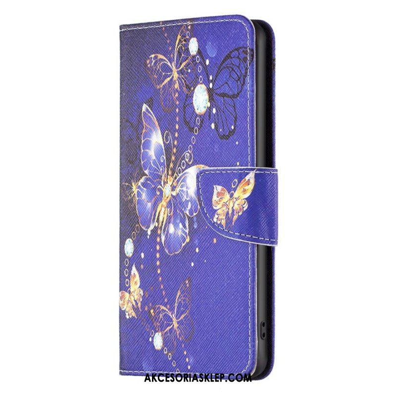 Etui Folio do Samsung Galaxy M53 5G Złote Motyle