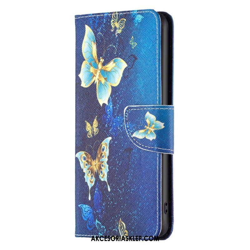 Etui Folio do Samsung Galaxy M53 5G Złote Motyle