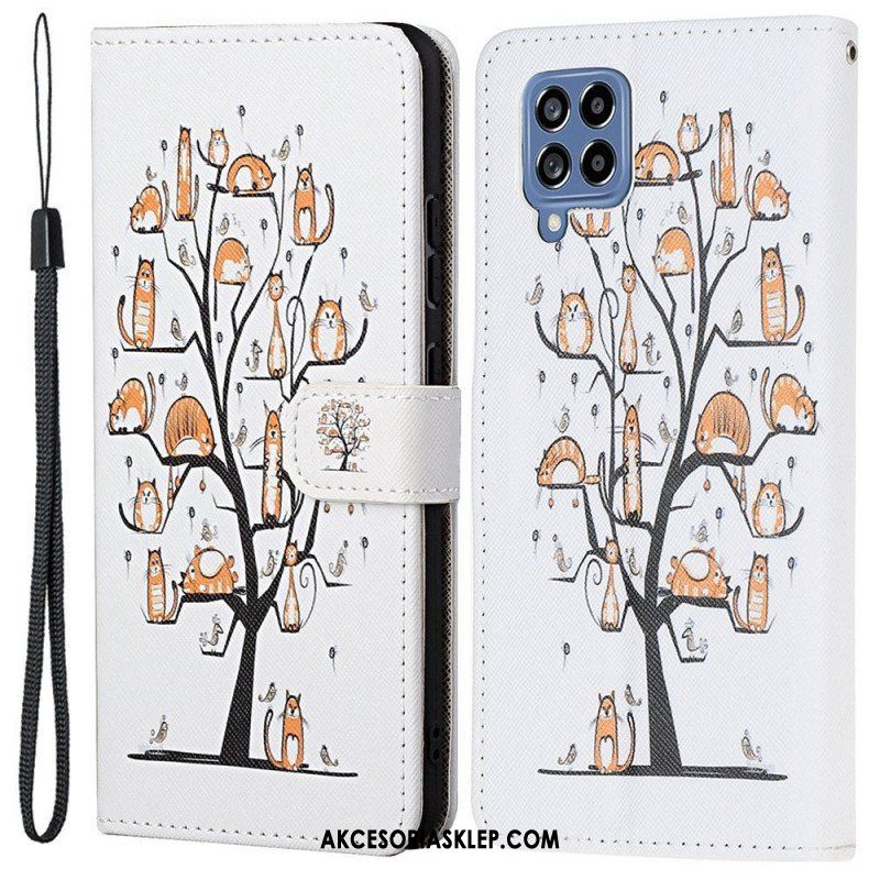 Etui Folio do Samsung Galaxy M53 5G z Łańcuch Stringi Koty