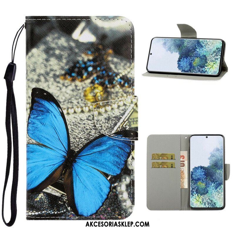 Etui Folio do Samsung Galaxy S21 5G z Łańcuch Motyle Wariacje Paska