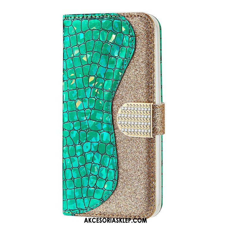 Etui Folio do Samsung Galaxy S21 FE Krokodyle Diamenty