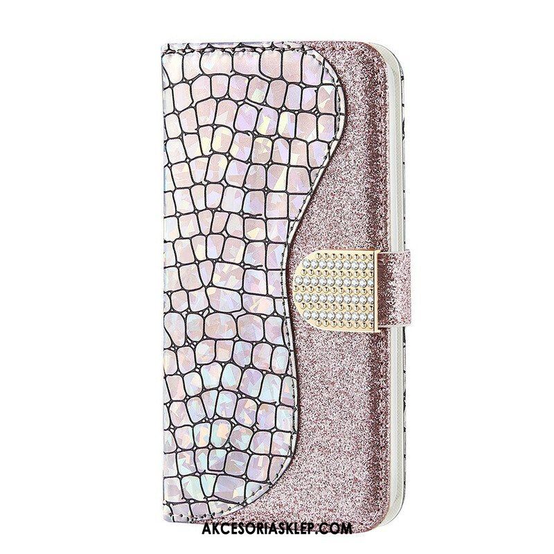 Etui Folio do Samsung Galaxy S21 FE Krokodyle Diamenty