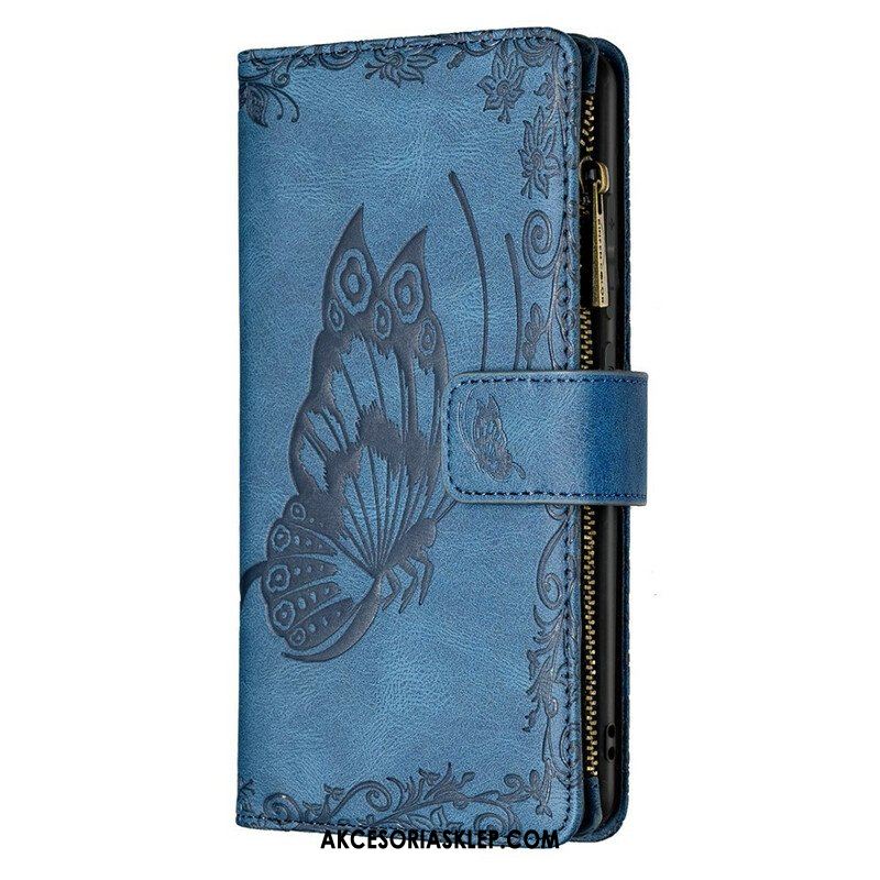 Etui Folio do Samsung Galaxy S21 FE Zapinana Na Zamek Kieszeń W Stylu Barokowym Motyla