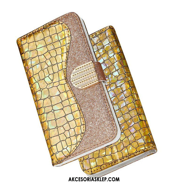 Etui Folio do Samsung Galaxy S21 Plus 5G Krokodyle Diamenty