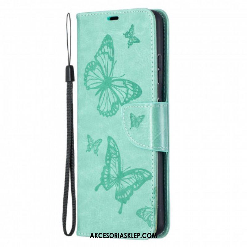 Etui Folio do Samsung Galaxy S21 Ultra 5G Motyle W Locie Z Smyczą