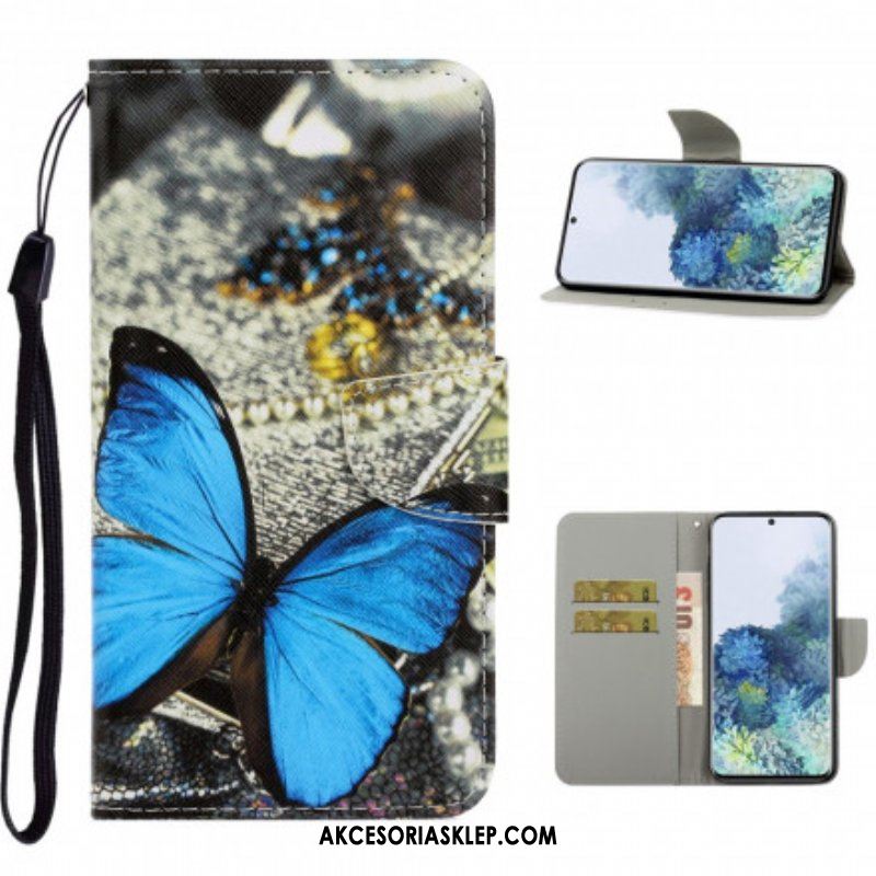 Etui Folio do Samsung Galaxy S21 Ultra 5G z Łańcuch Motyle Wariacje Paska
