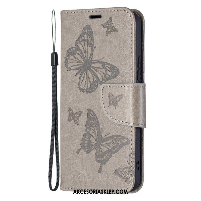 Etui Folio do Samsung Galaxy S22 5G Motyle W Locie Z Smyczą