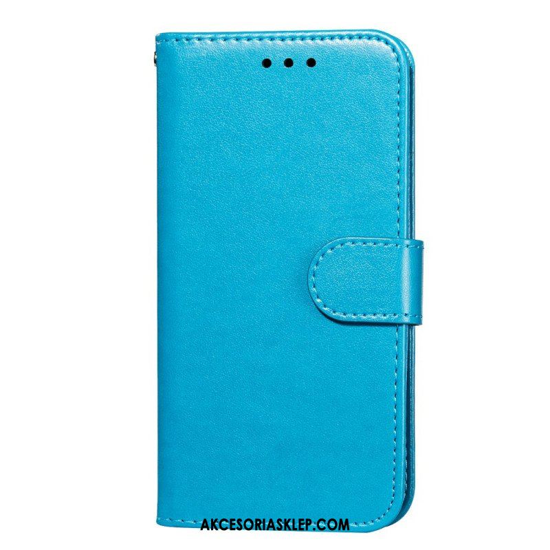 Etui Folio do Samsung Galaxy S22 5G z Łańcuch Pasek W Jednolitym Kolorze