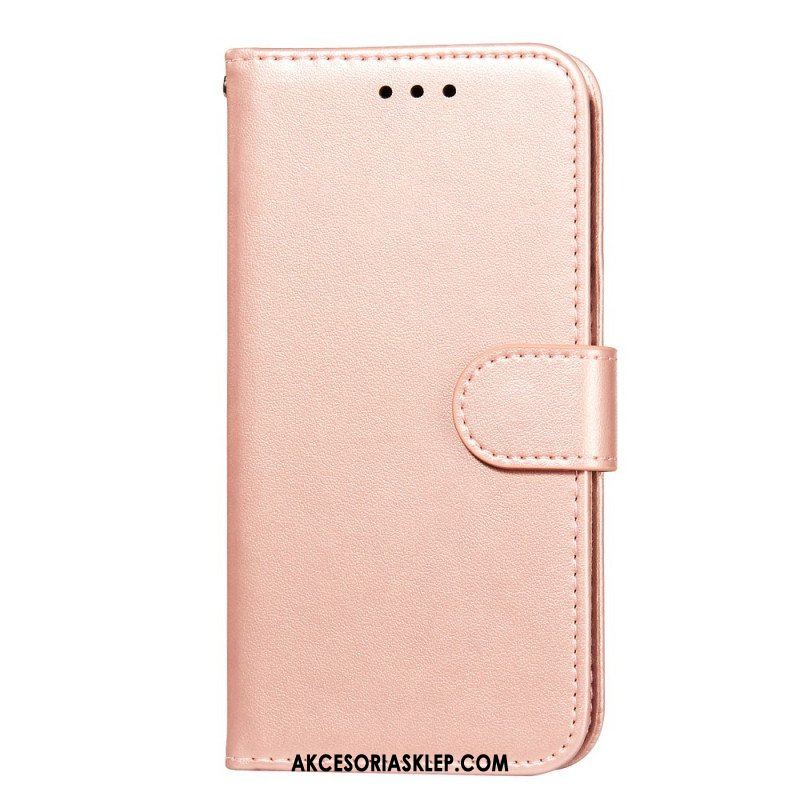 Etui Folio do Samsung Galaxy S22 5G z Łańcuch Pasek W Jednolitym Kolorze