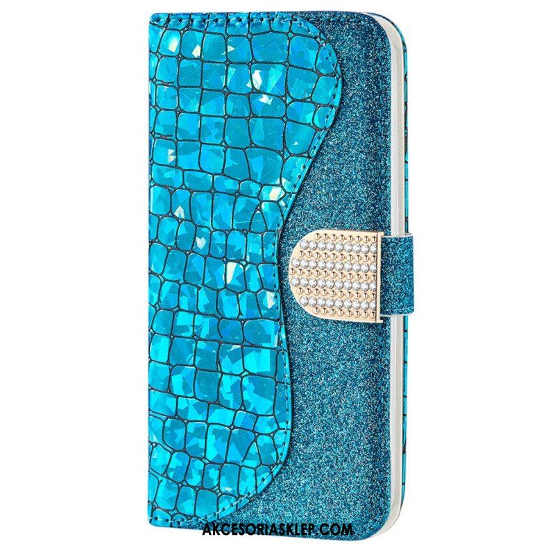 Etui Folio do Samsung Galaxy S22 Plus 5G Krokodyle Diamenty