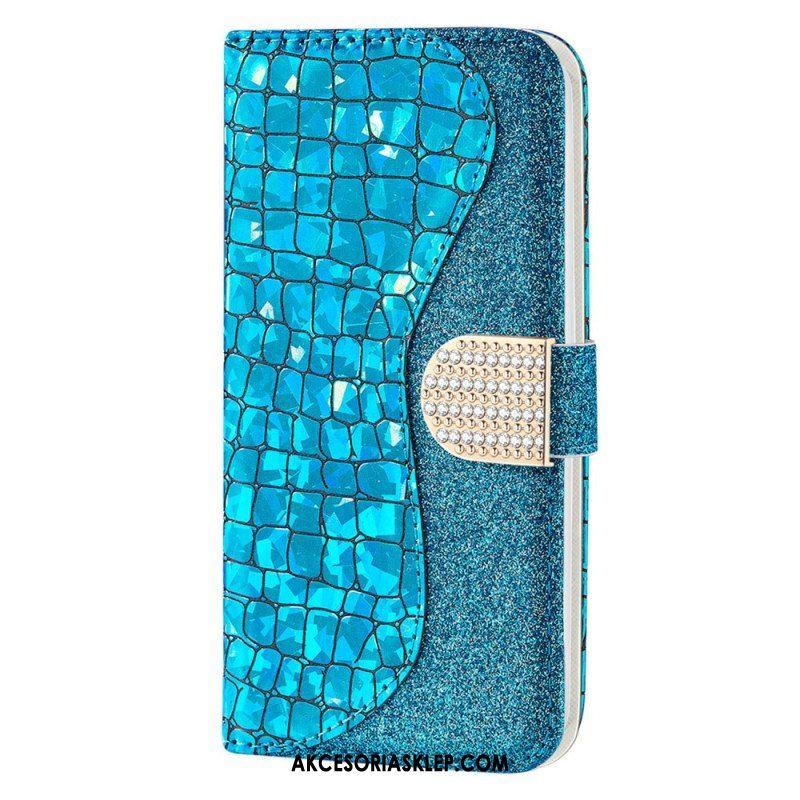 Etui Folio do Samsung Galaxy S23 5G Krokodyle Diamenty