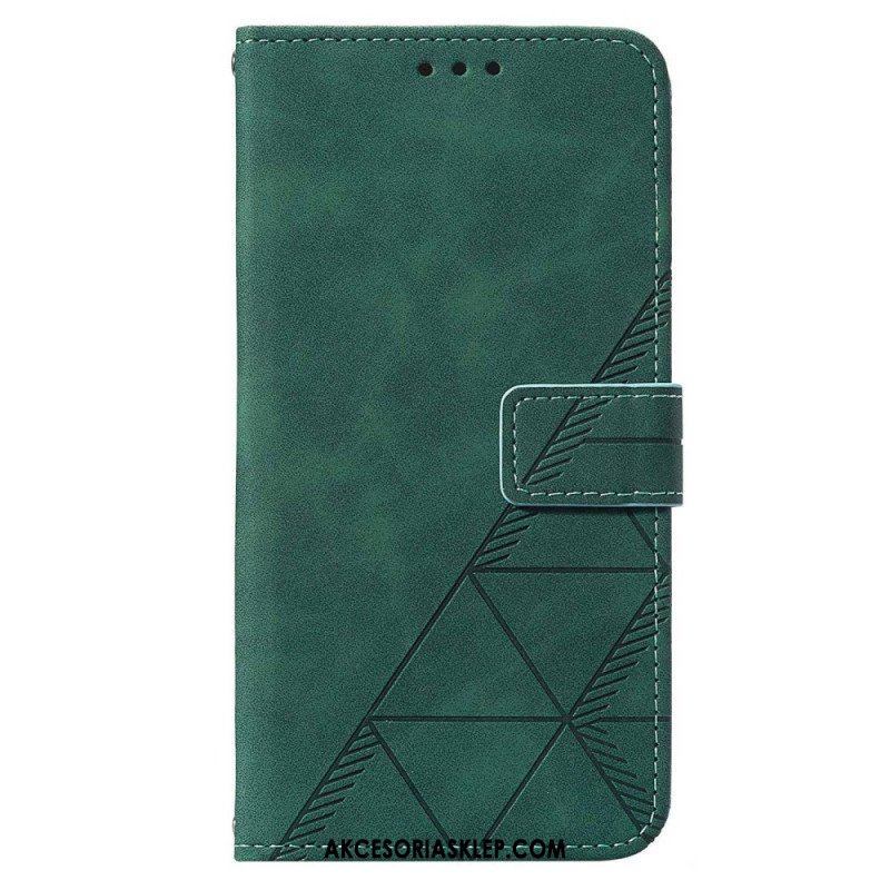 Etui Folio do Samsung Galaxy S23 5G z Łańcuch Trójkąty Paska