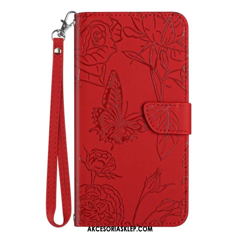 Etui Folio do Samsung Galaxy S23 Plus 5G Motyl Ze Smyczą