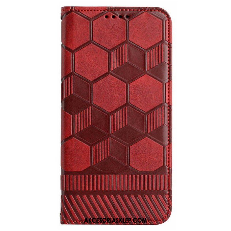 Etui Folio do Samsung Galaxy S23 Plus 5G z Łańcuch Futbolowy Styl Z Paskami