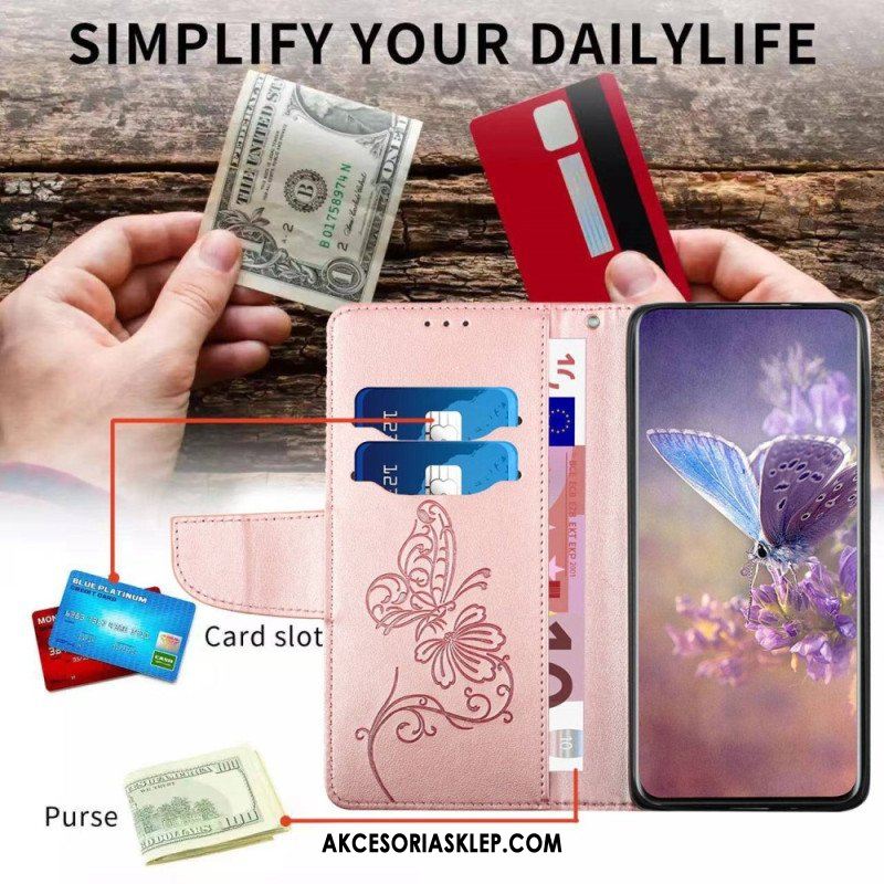 Etui Folio do Samsung Galaxy S23 Ultra 5G Dwukolorowy Barokowy Motyl